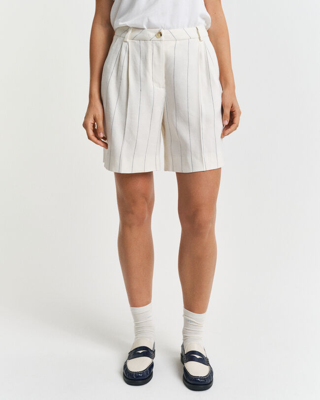 Nålestribede hørshorts