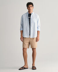 Regular fit stribet skjorte af hør