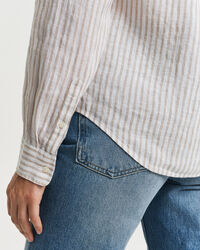 Regular fit stribet skjorte af hør