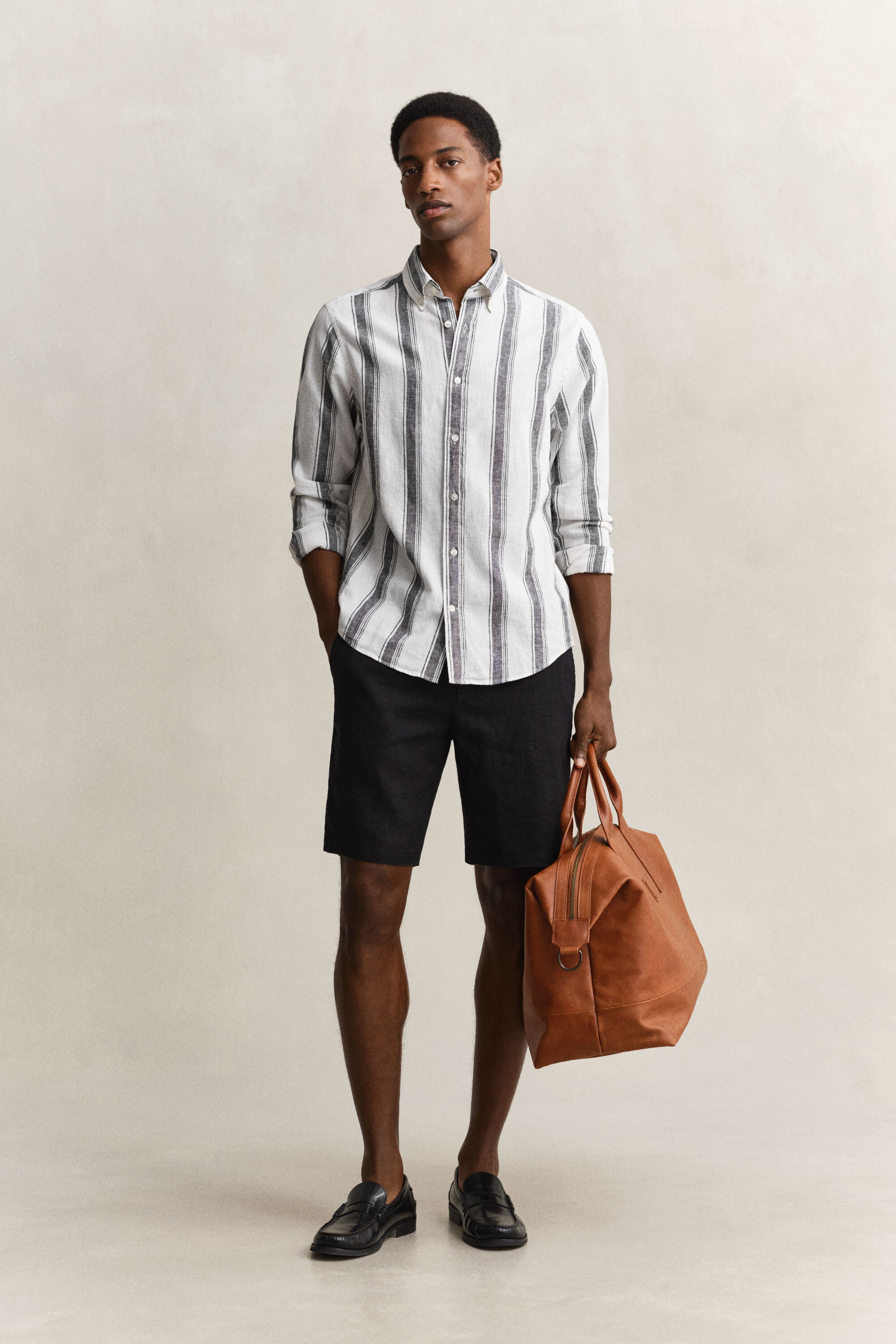 Stribet skjorte i hørblanding