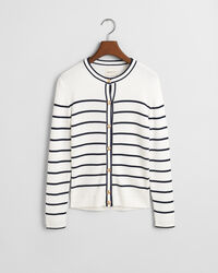 Ribstrikket bretonstribet cardigan