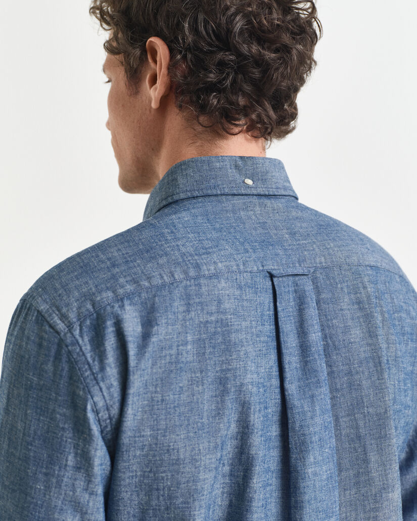 Regular fit indigo chambray skjorte