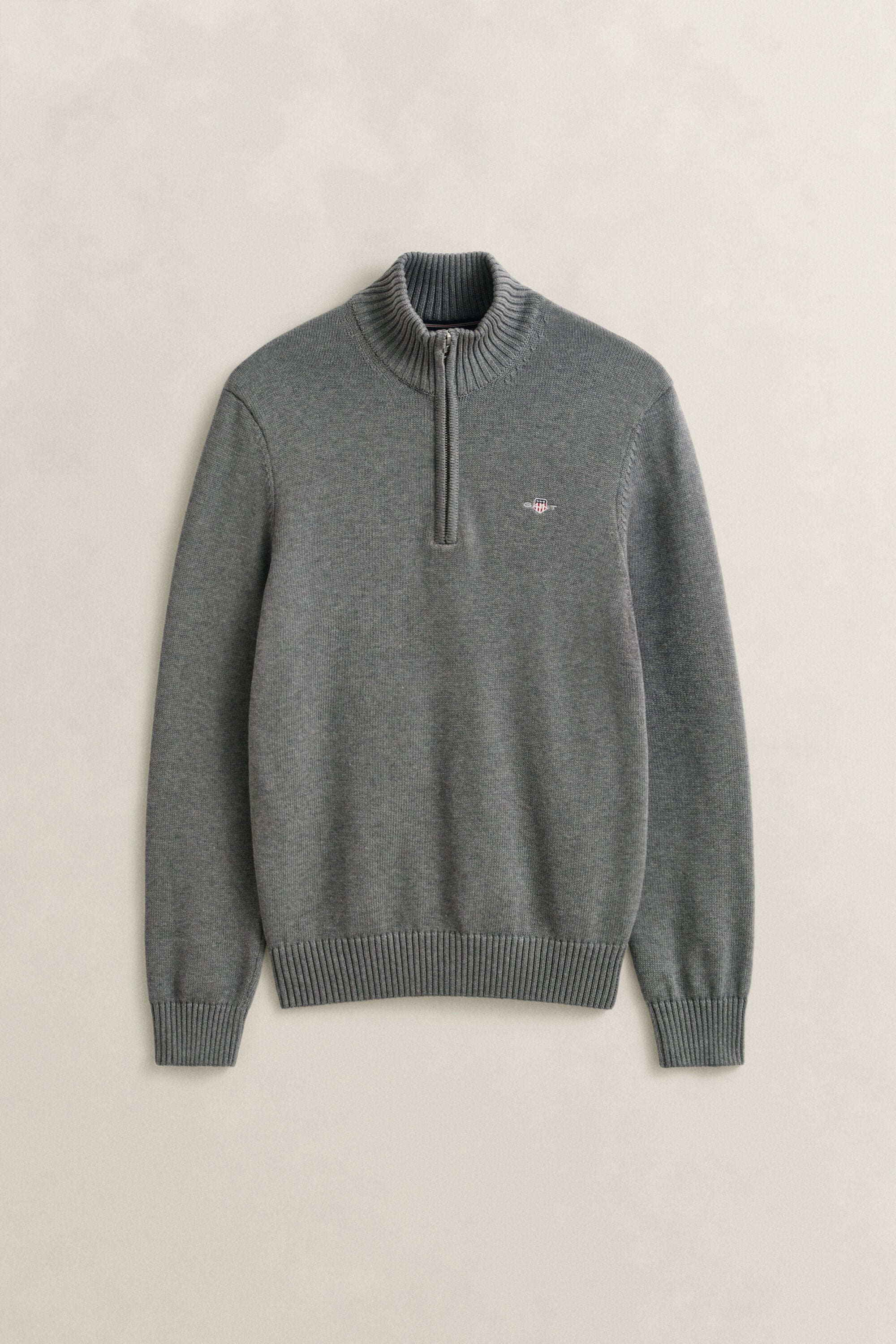 Afslappet sweater i bomuld med halv lynlås