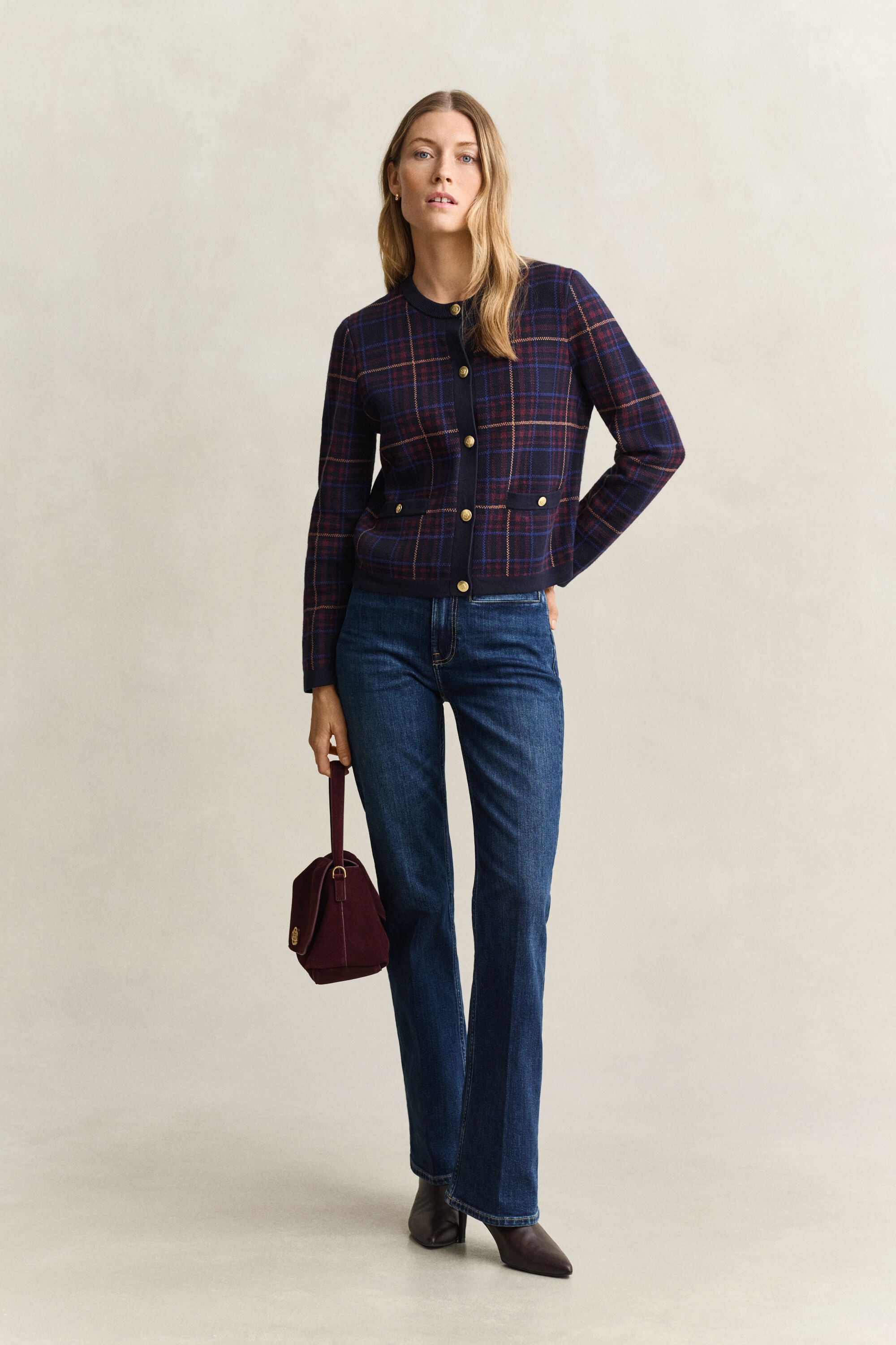 Strikket ternet cardigan