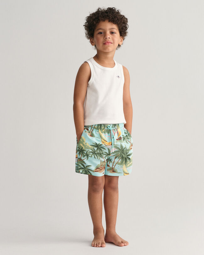 Boys Hawaiian Print Swim Shorts