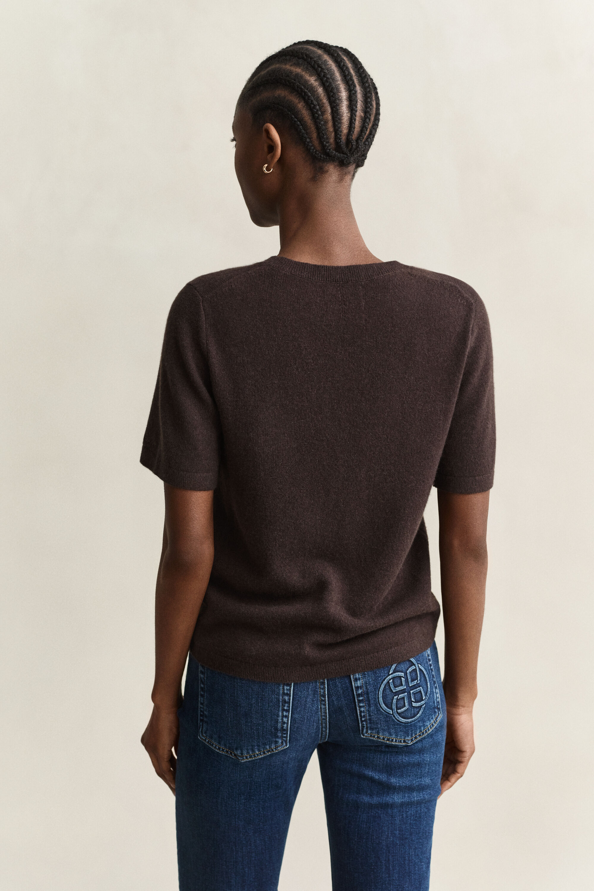 Kortærmet sweater i kashmir