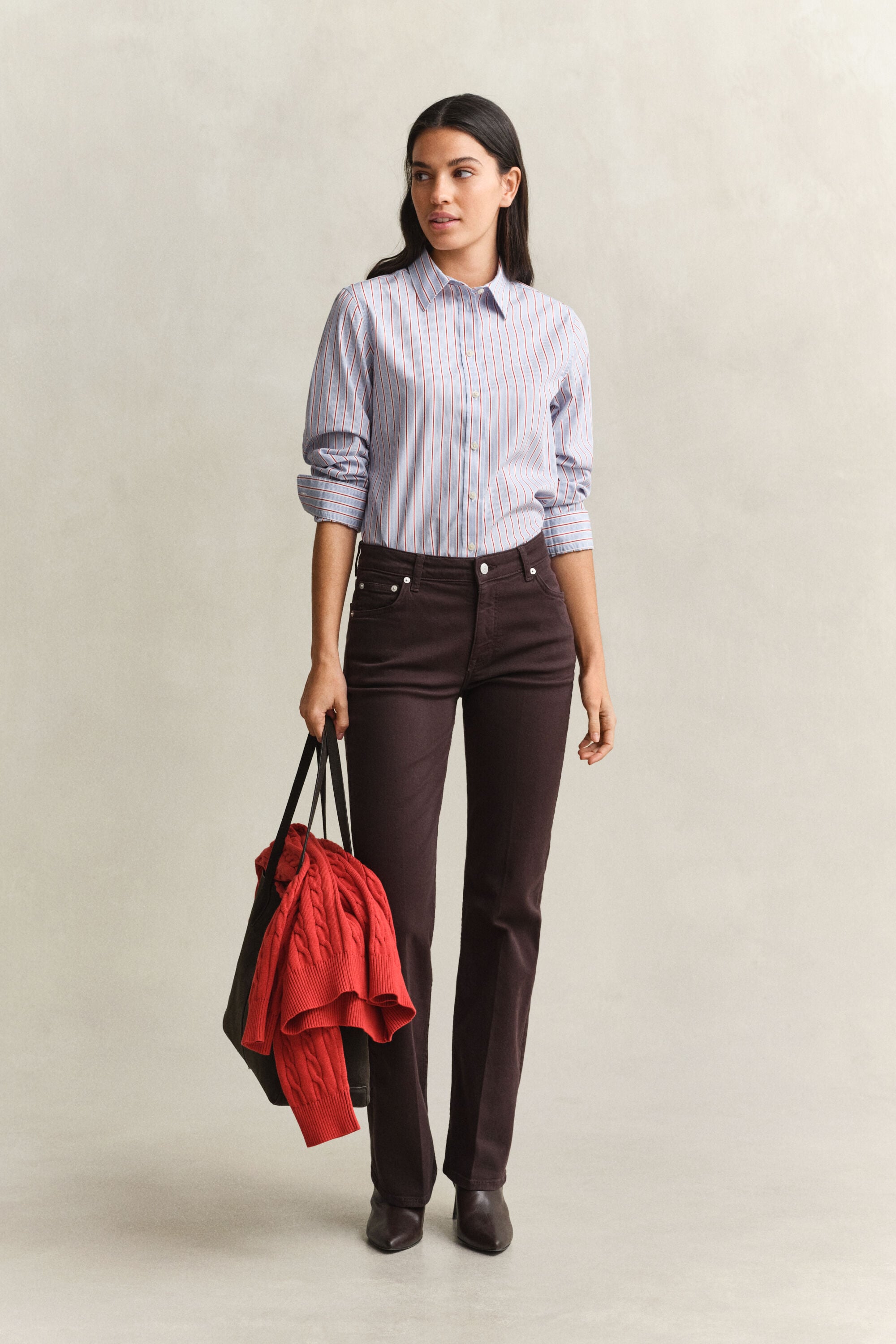 Regular fit stribet klassisk poplin-skjorte