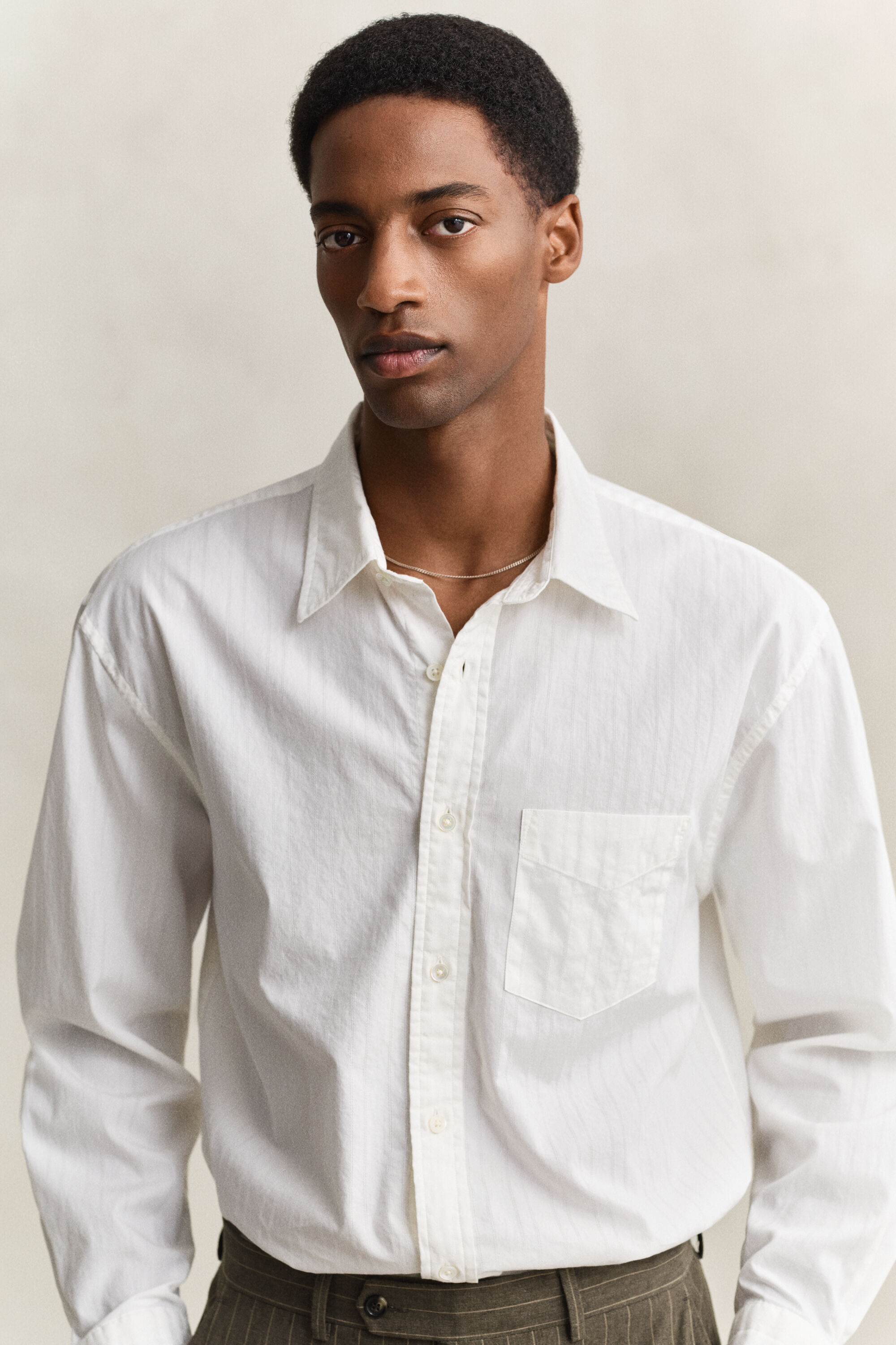 Relaxed fit dobby-stribet skjorte