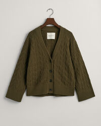 Sildebensm&oslash;nstret cardigan med V-hals