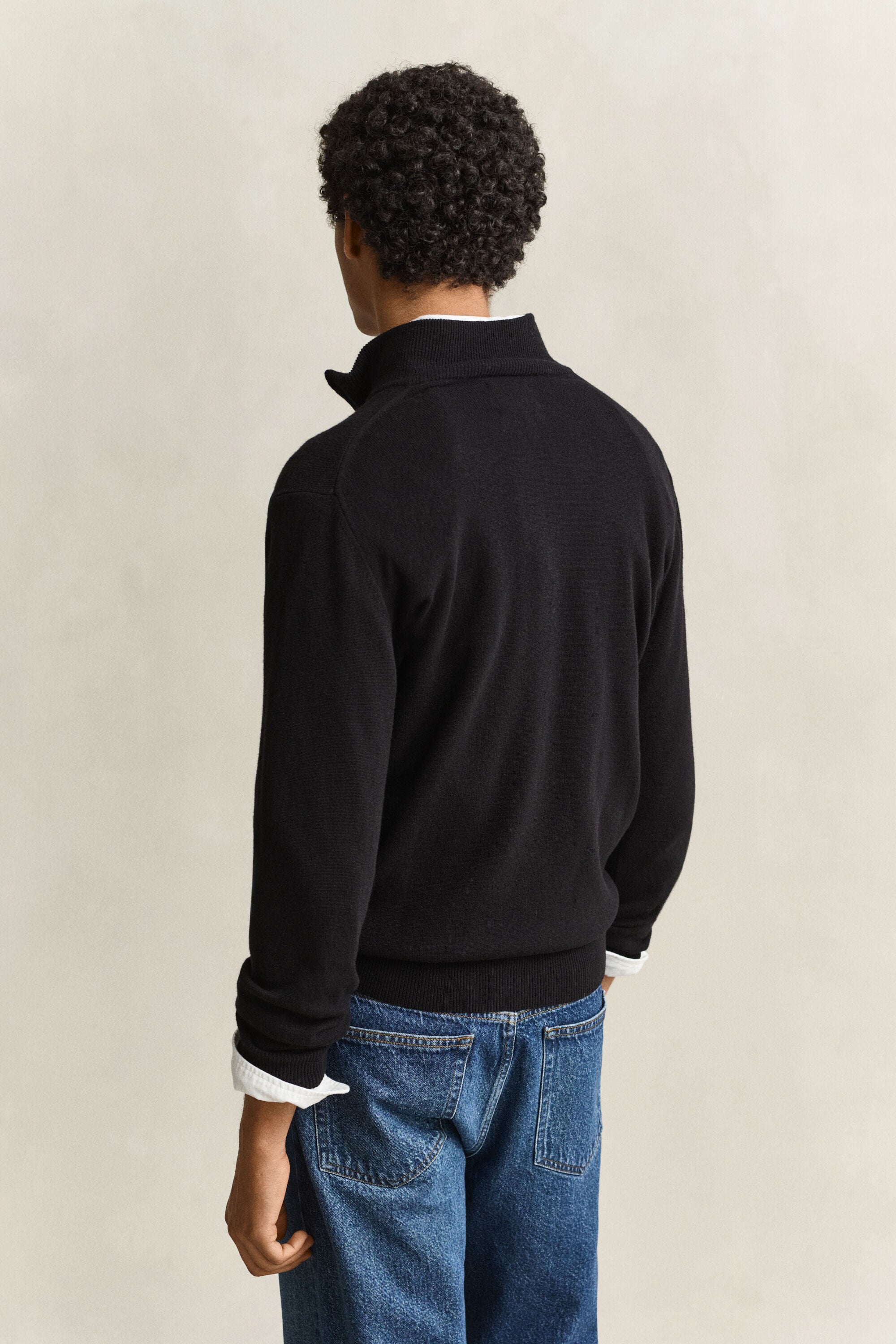 Sweater i lammeuld med halv lynlås