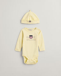 Baby Archive Shield bodysuit og beanie