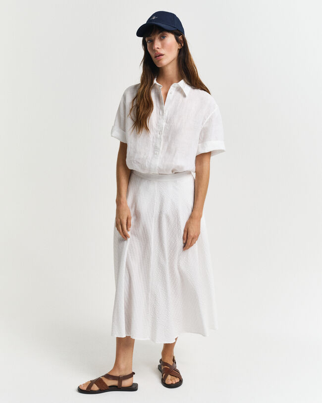 Tonal stribet seersucker nederdel