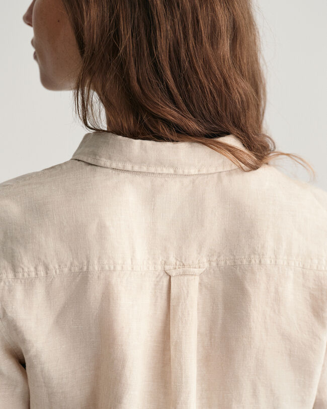 Regular fit skjorte af hør-chambray