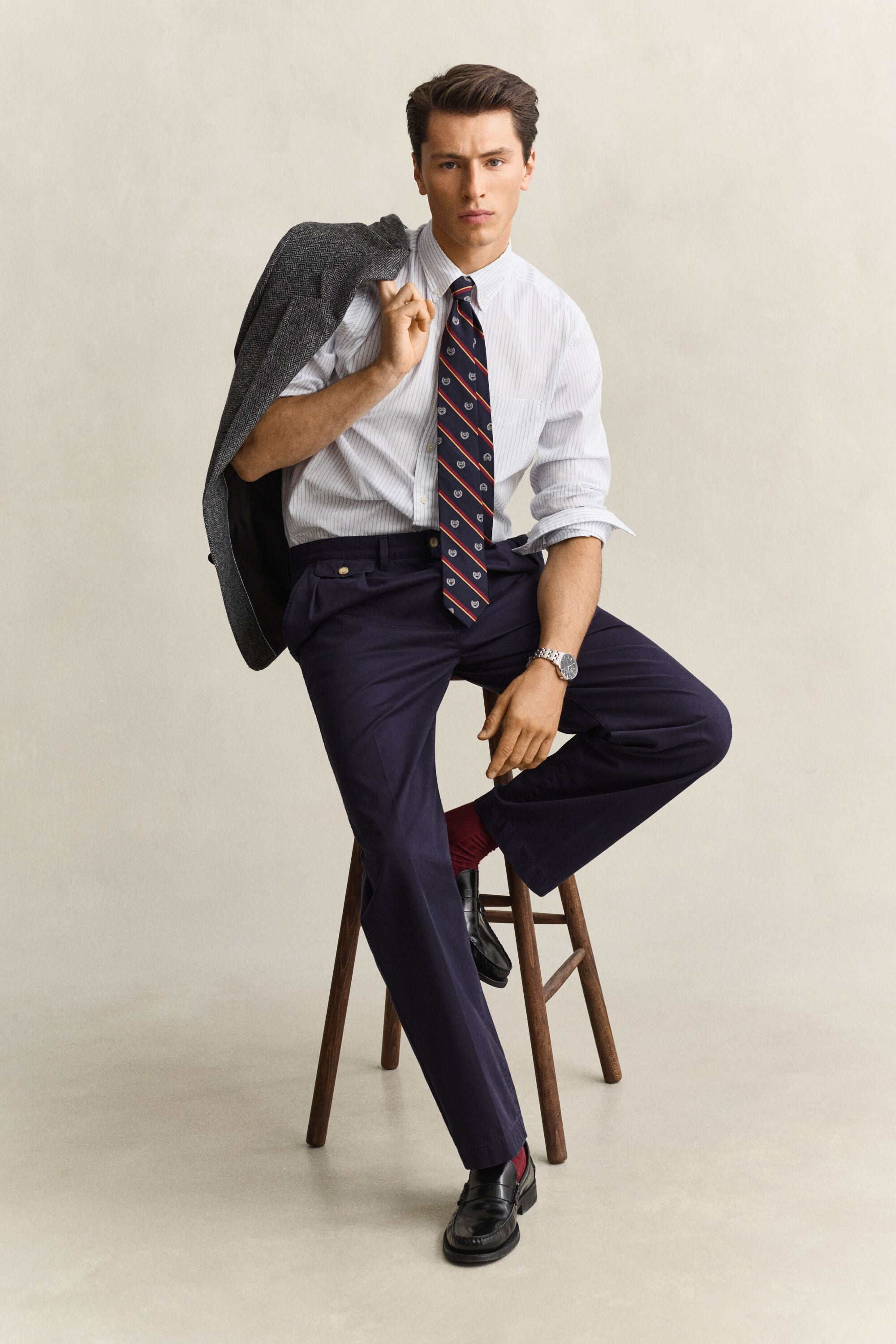 Gant x Yale stribet Oxford skjorte
