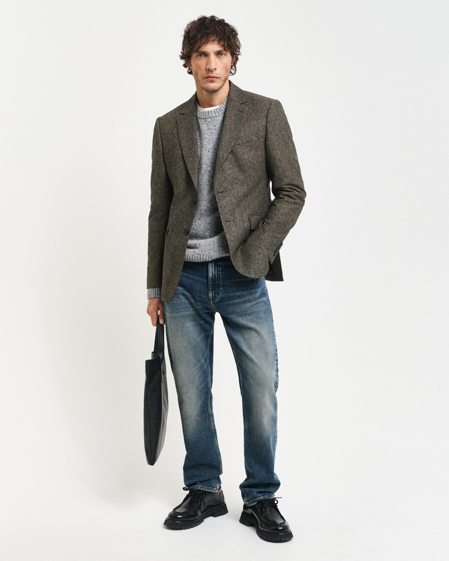 Crewneck sweater med uldnister