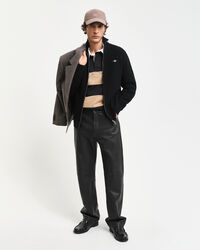 Tekstureret cardigan af bomuld med lynlås