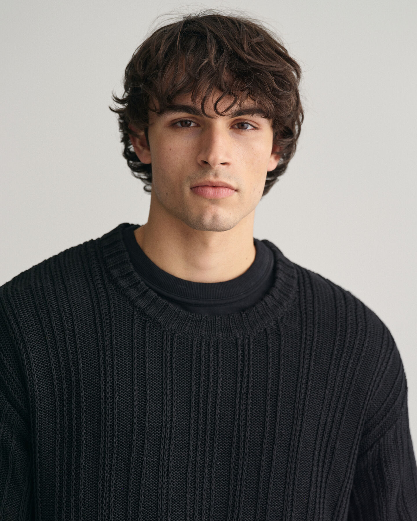 Crewneck sweater i h&oslash;r og silke