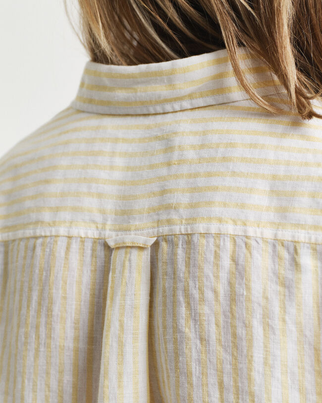 Regular fit stribet skjorte af hør