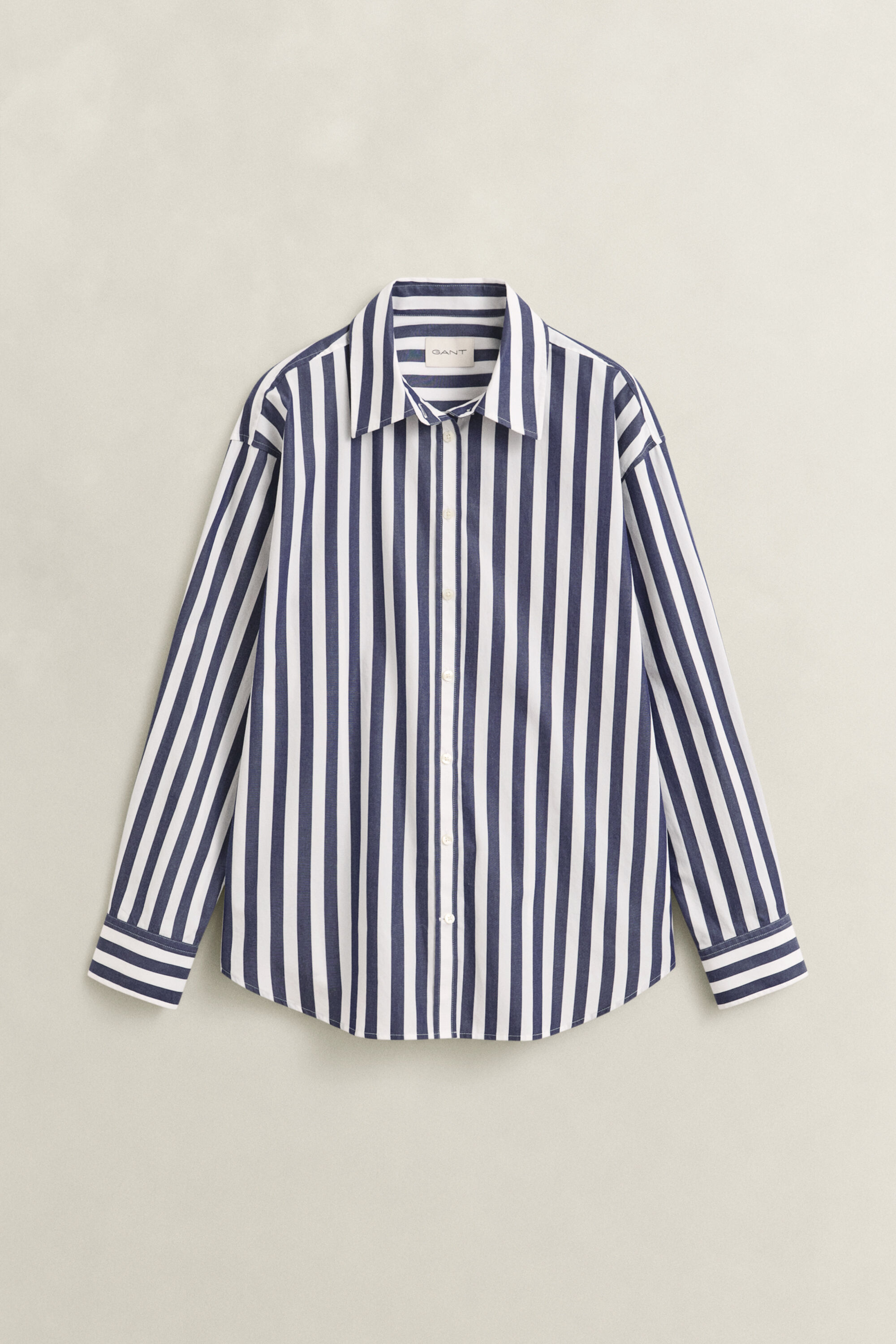 Relaxed poplin skjorte med striber
