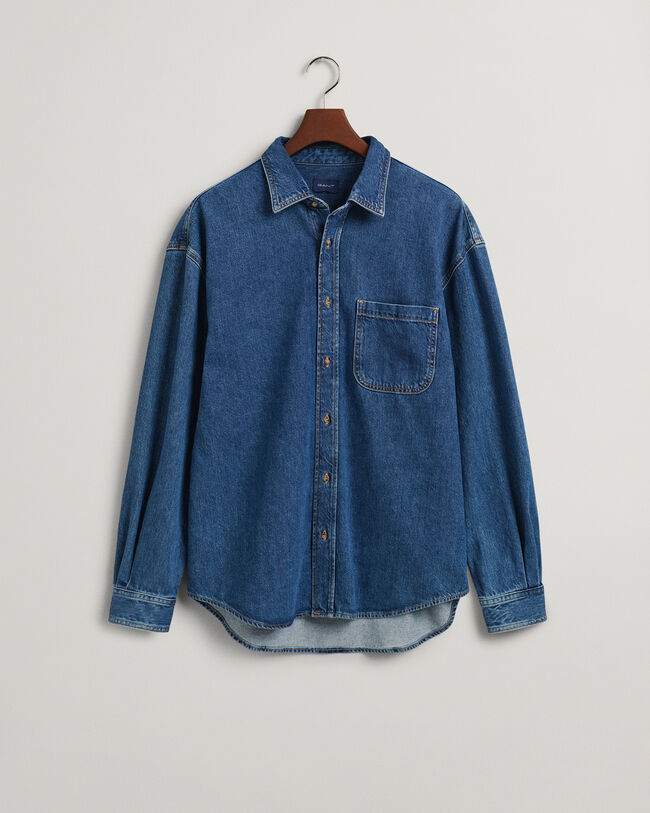 Oversized denimskjorte af twill