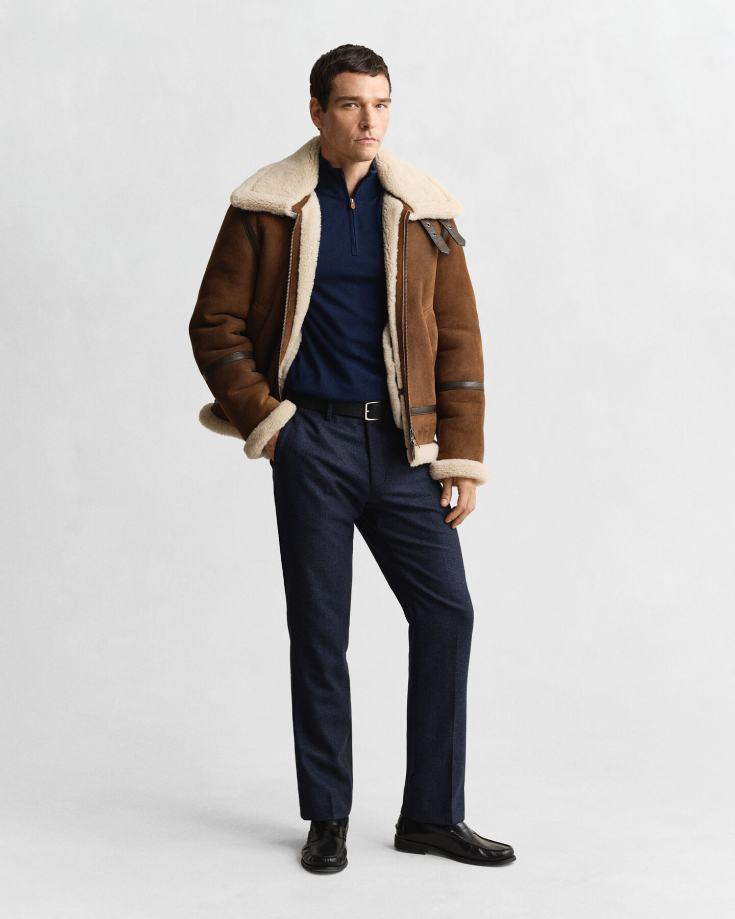 Sweater med halv lynlås i ekstra fin merinould