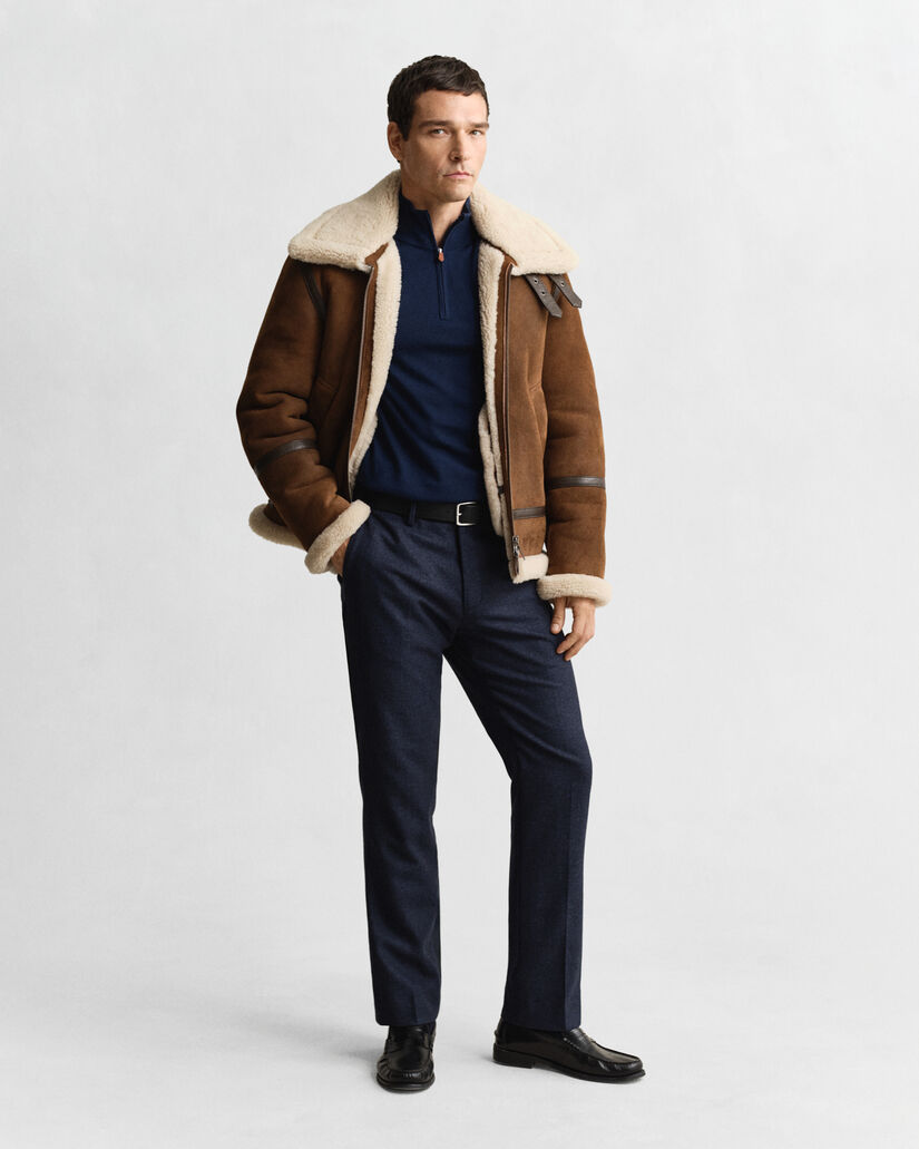 Sweater med halv lynlås i ekstra fin merinould