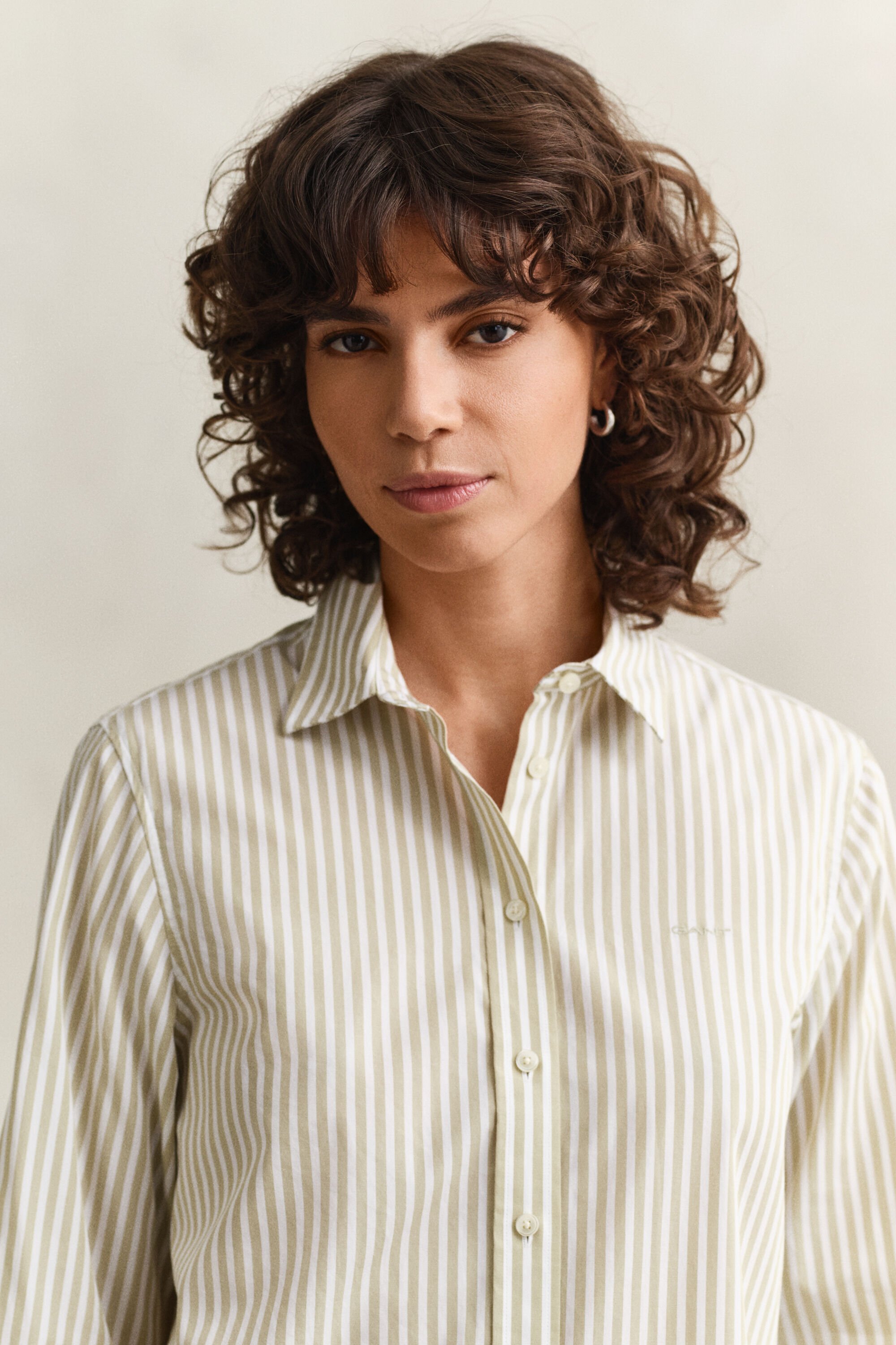 Regular fit klassisk stribet poplin-skjorte