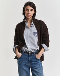 Kabelstrikket cardigan med lynlås