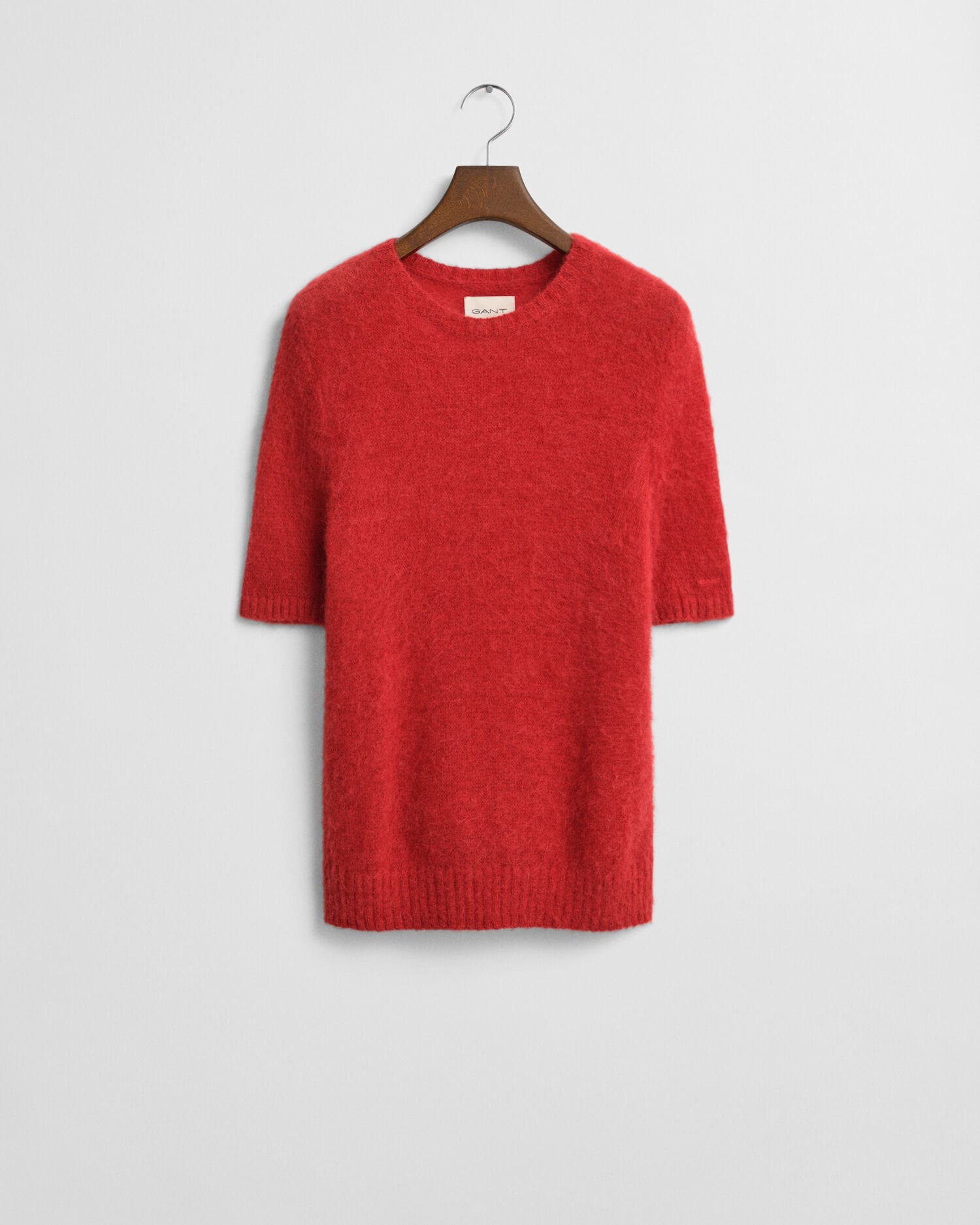 Kortærmet sweater i mohairblanding med crewneck