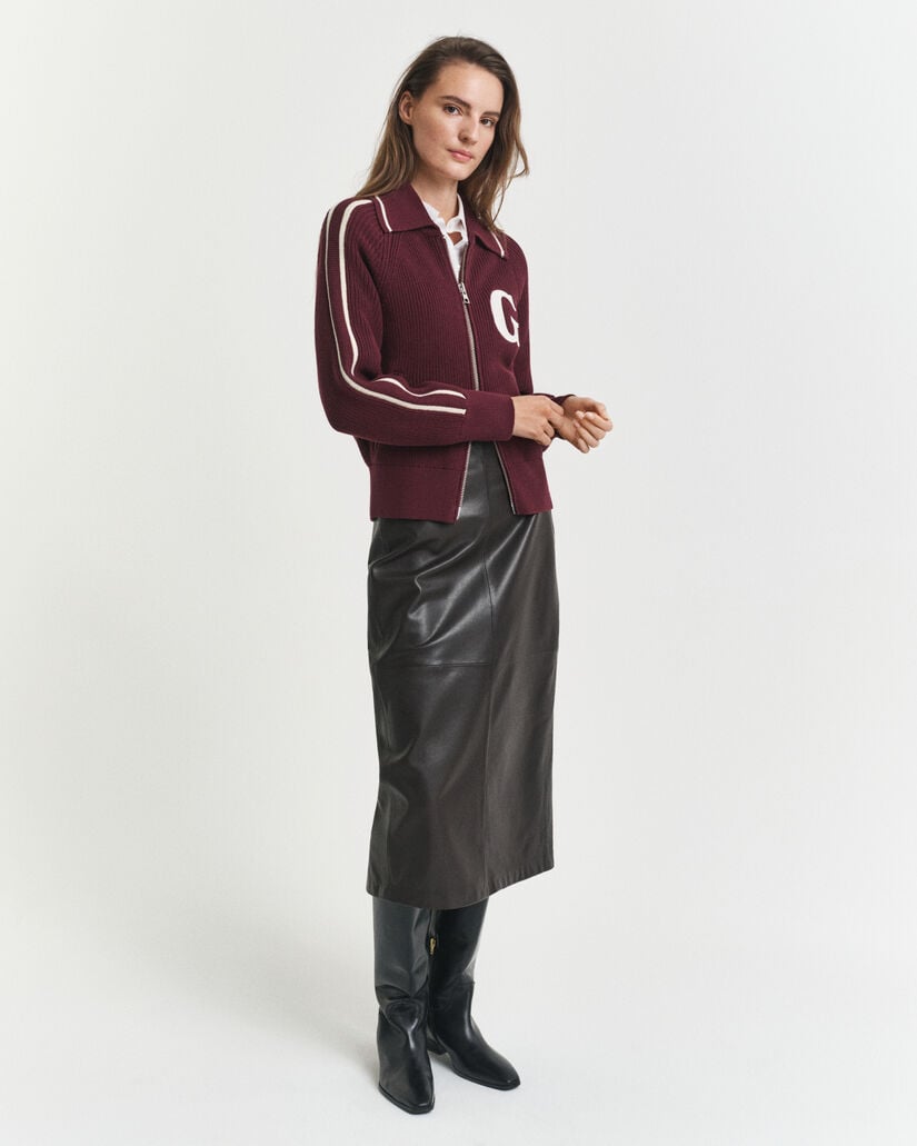 Midi pencil-nederdel af læder