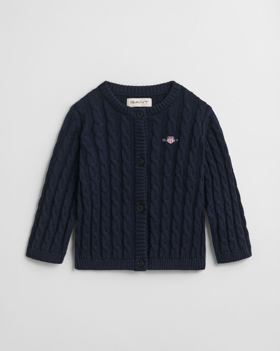 Baby Shield cardigan af bomuld med kabelstrik