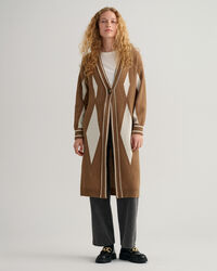 Argyle lang cardigan