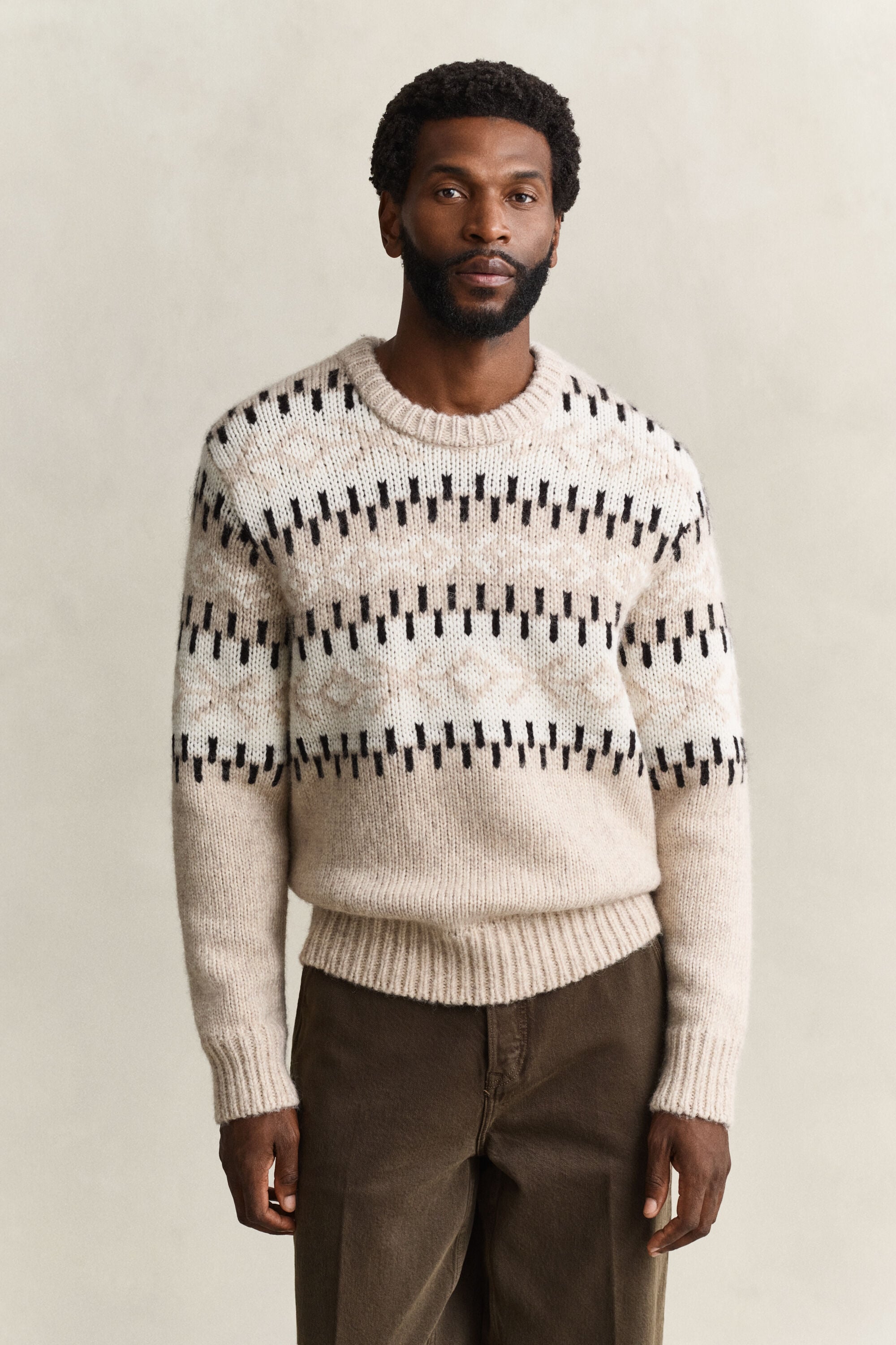 Jacquard sweater i alpakauldblanding