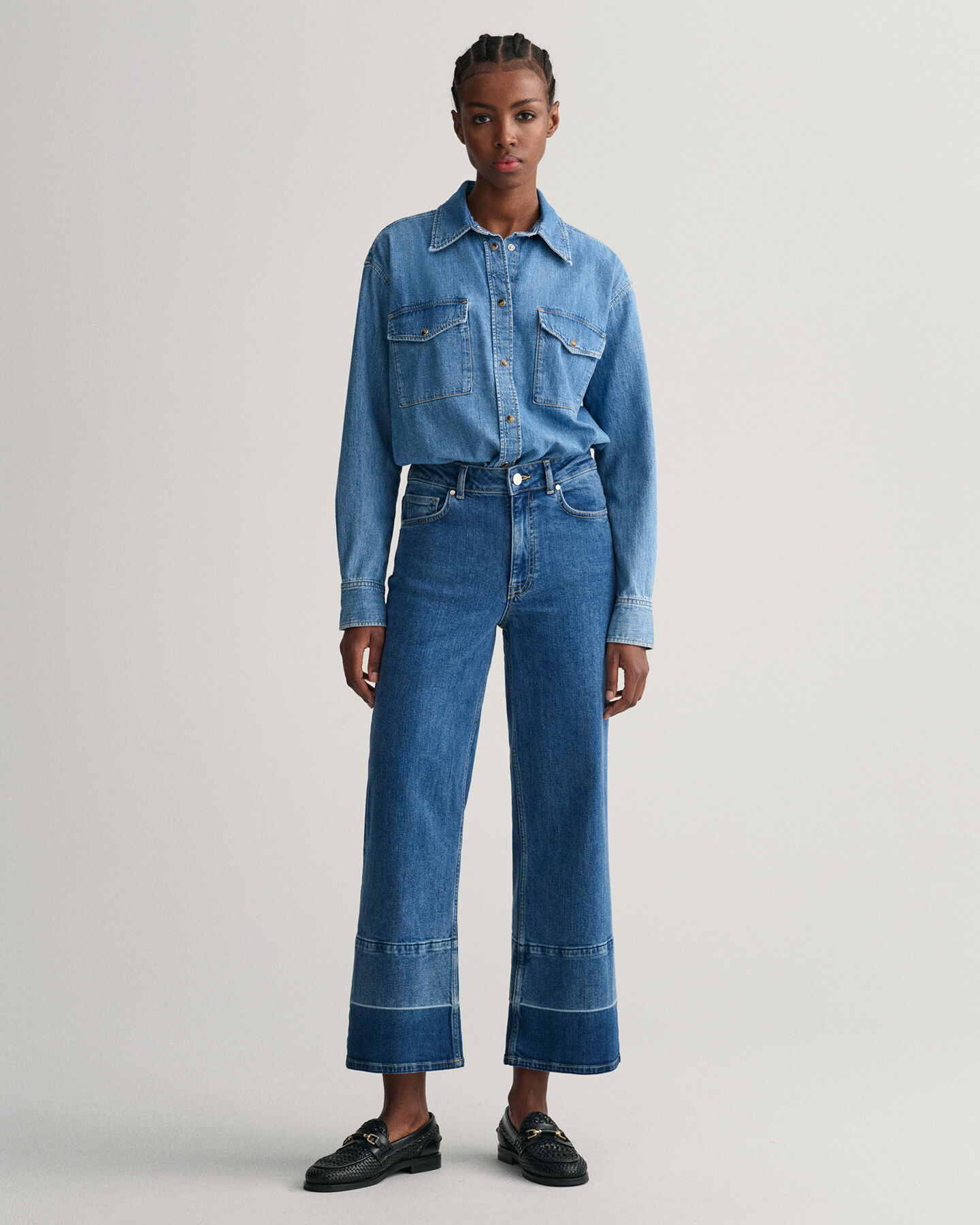 Jeans med korte brede ben