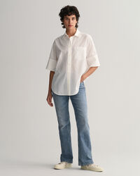 Relaxed fit bomuldssilkeskjorte med korte &aelig;rmer