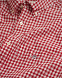 Regular fit klassisk gingham poplin-skjorte med korte &aelig;rmer