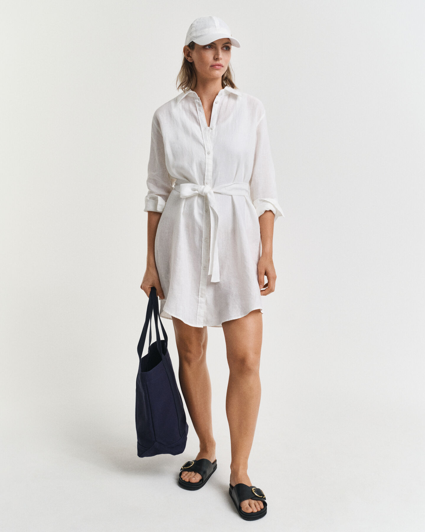 Skjortekjole af hør med bælte