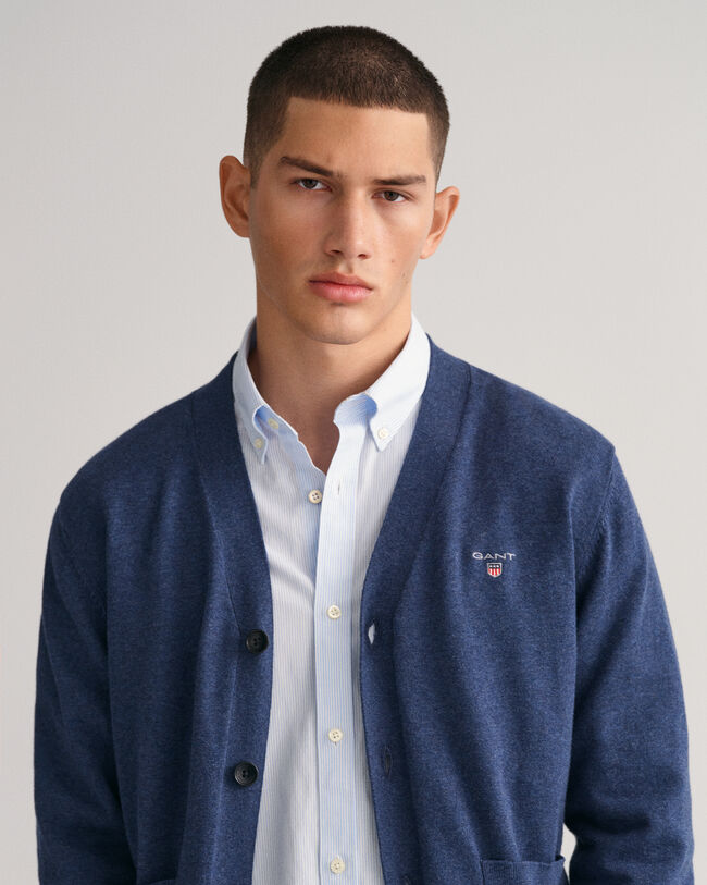 Classic cardigan i bomuld med V-hals