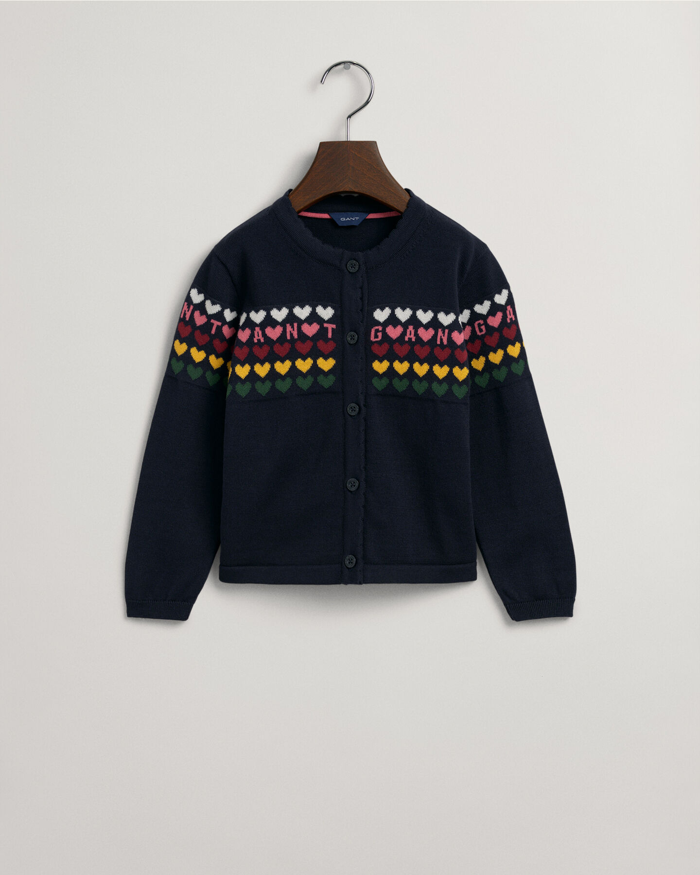 Girls cardigan med hjertestrik