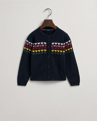 Girls cardigan med hjertestrik