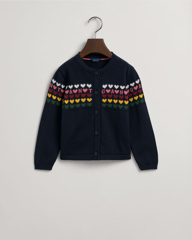 Girls cardigan med hjertestrik