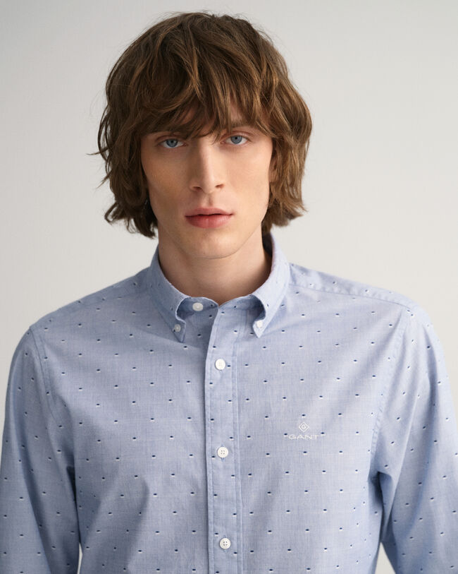 Slim fit prikket dobby-skjorte