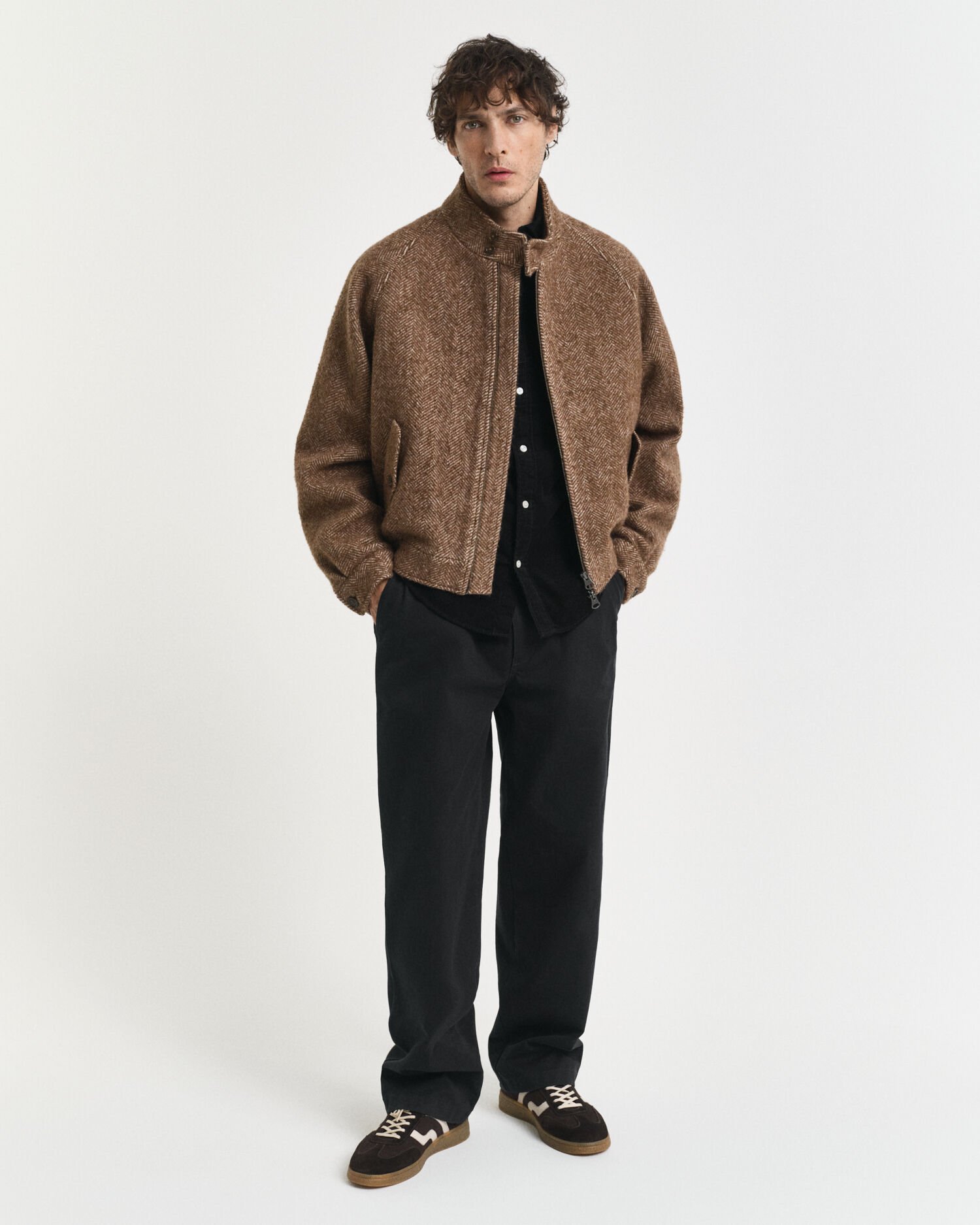 Regular fit skjorte af bomuldsjernbanefløjl