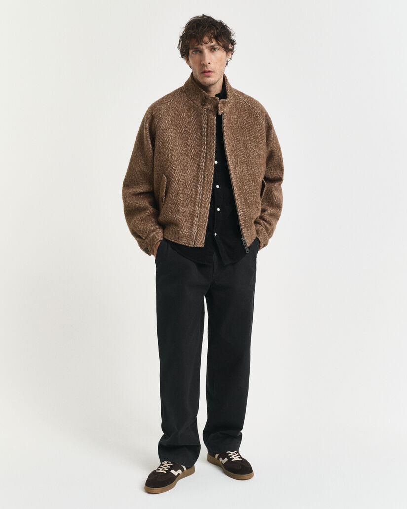 Regular fit skjorte af bomuldsjernbanefløjl