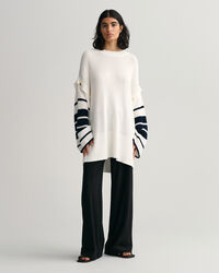 Oversized stribet sweater med crewneck