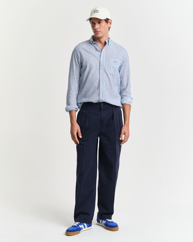 Regular fit stribet skjorte med tekstur