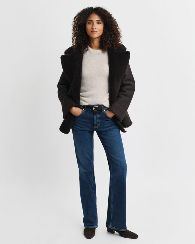 Kortærmet sweater i mohairblanding med crewneck