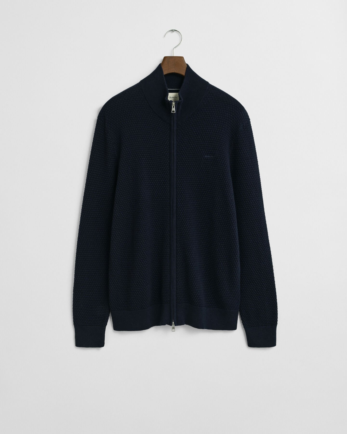 Tekstureret cardigan af bomuld og merinould