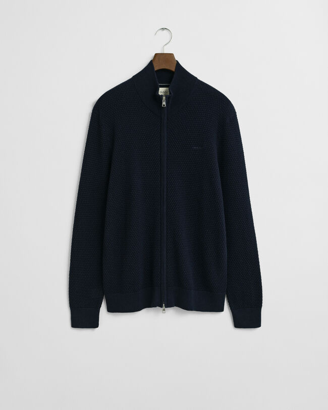 Tekstureret cardigan af bomuld og merinould