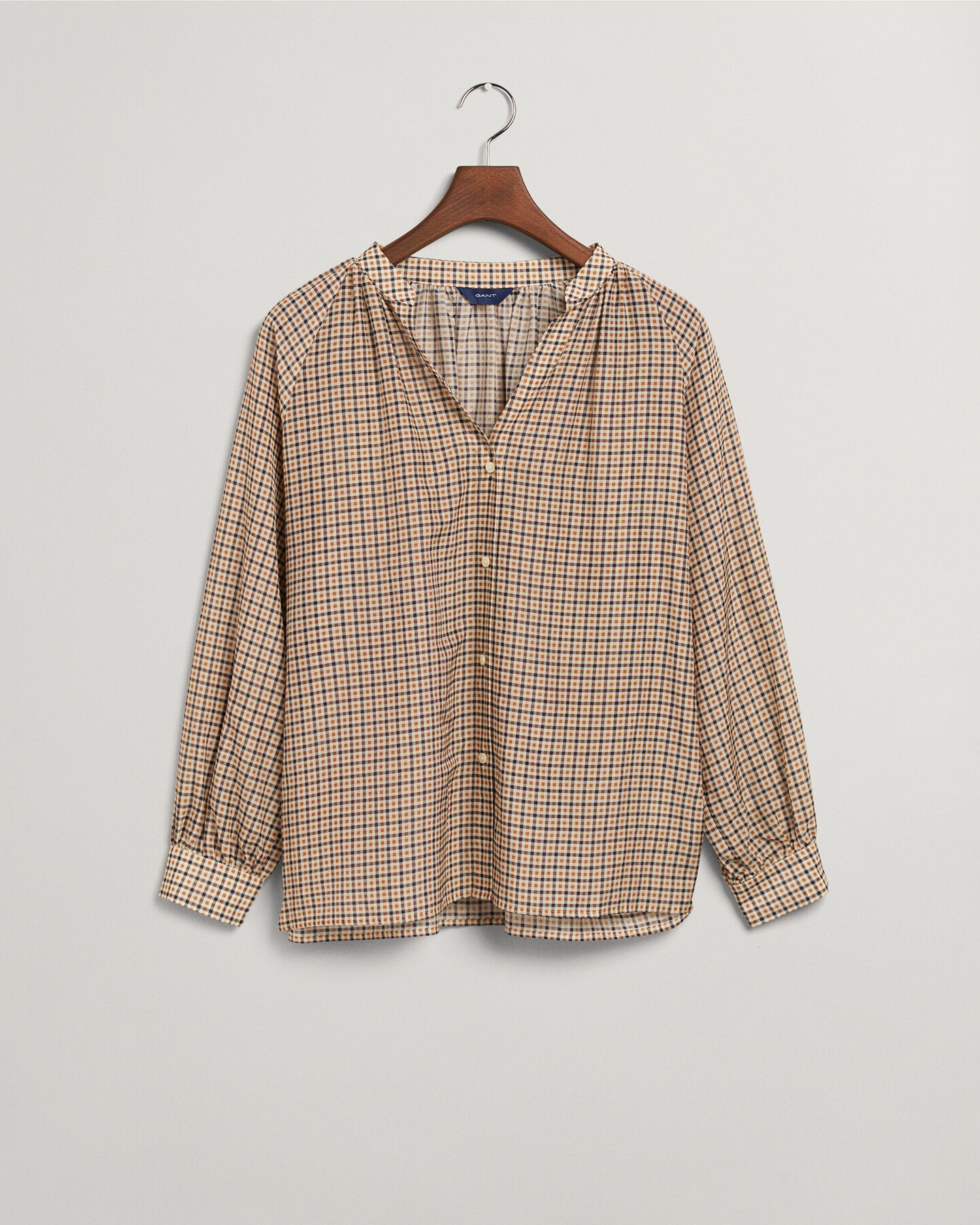 Ternet bluse af bomuld og silke